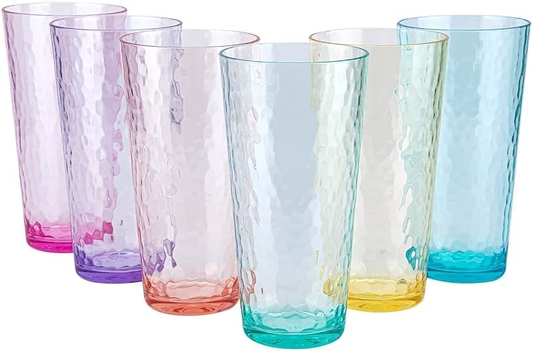 26-ounce Acrylic Highball Glasses Plastic Tumbler Larger Drinking Glasses, set of 6 Multicolor - Product Image