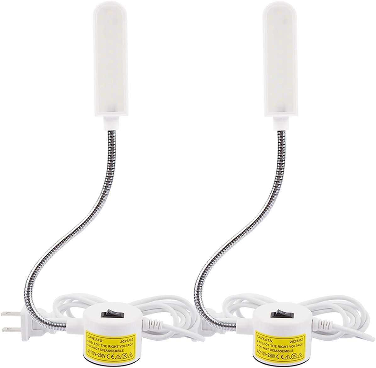 AUTIDEFY 30LEDs Sewing Machine Light, 6 Watt Portable Work Light, Flexible Gooseneck Lampe with Magnetic Base for Workbench Lathe Drill Press(White) (2 Pack) - Product Image