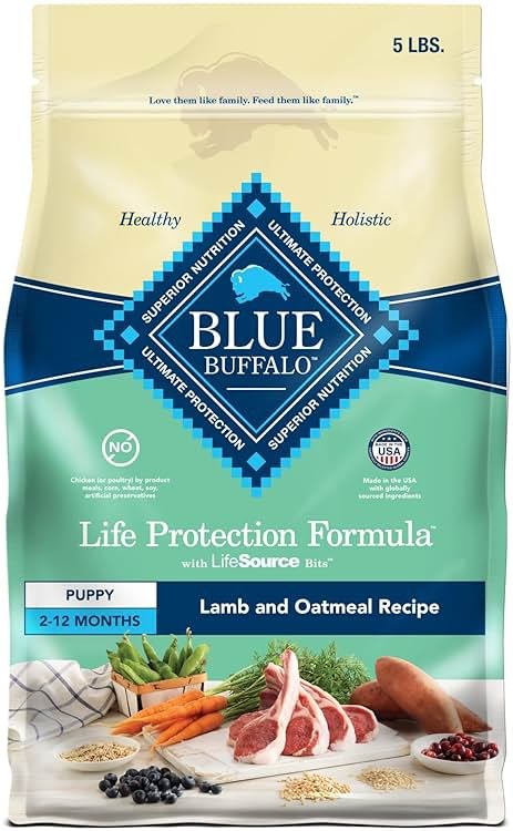 Blue Buffalo Life Protection Formula Lamb & Oatmeal Puppy Dry Dog Food with DHA & ARA, Supports Immunity with Antioxidant-Rich LifeSource Bits, Promotes Healthy Muscles & Strong Bones, 5 lbs. - Product Image