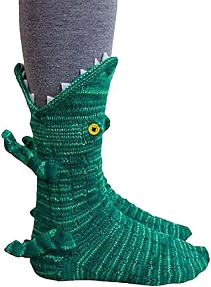 Linzhouzhiguang Unisex Novelty Shark Crocodile Shape Knit Socks - Winter Home Warm Floor Socks - Product Image