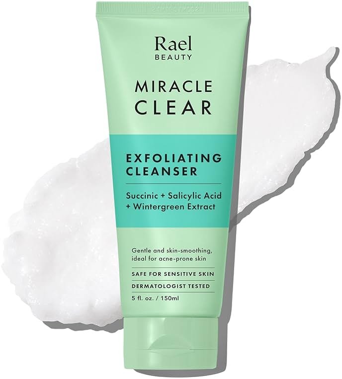 Rael Miracle Clear Facial Cleanser – Makeup Remover, Daily Face Wash, Gentle Deep Pore Cleansing Korean Skin Care for Oily & Combination Skin (Exfoliating Cleanser, 5.1 fl. oz) - Product Image