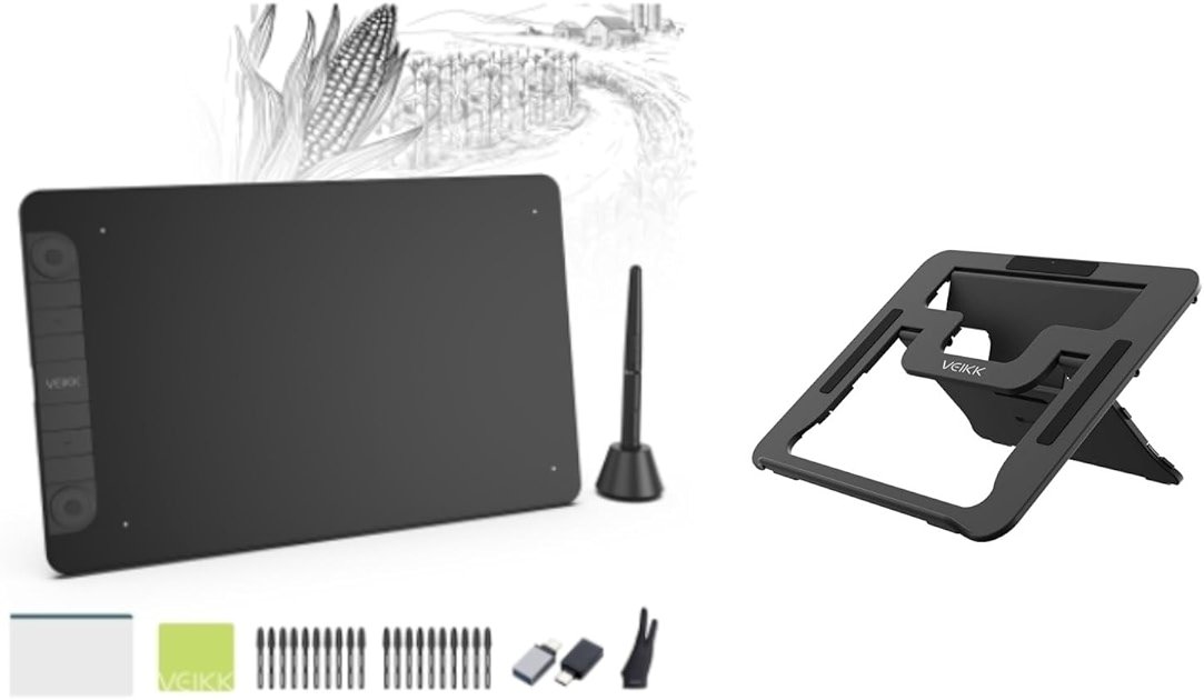 VEIKK VK1060PRO V2 Drawing Tablet 10x6 Inch Graphics Tablet with Battery-Free Pen and 8192 Professional Levels Pressure with Stand - Product Image