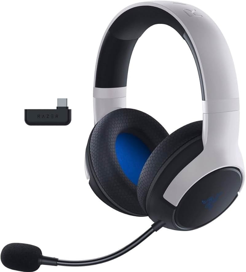 Razer Kaira Dual Wireless Gaming Headset for PlayStation 5 / PS5, PC, Mobile, PS4: Triforce 50mm Drivers - HyperClear Cardioid Mic - 2.4GHz and Bluetooth w/SmartSwitch - EQ Toggle - White/Black - Product Image