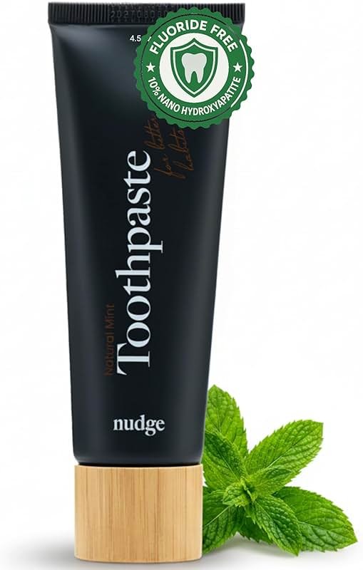Nudge 10% Nano Hydroxyapatite Toothpaste, Rod-Shaped nHA for Maximum Enamel Contact, Natural Whitening, Fluoride Free & SLS Free, Natural Mint, 4.5 oz - Product Image