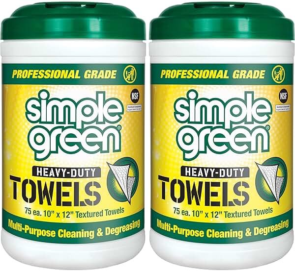 Simple Green Professional Grade Heavy-Duty Cleaning and Degreasing Towels, All-Purpose Cleaning Wipes, 75 count (Pack of 2) - Product Image