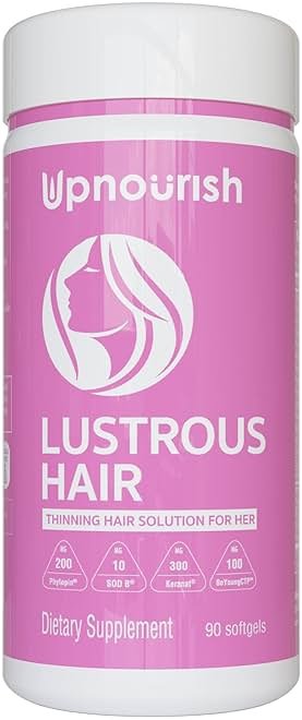 UpNourish Hair Growth Vitamins for Women - Proven Hair Supplement with KERANAT, DHT Blocker PHYTOPIN, Biotin 5000 mcg & SOD, Hair Vitamins for Faster Hair Growth, Hair Loss & Thinning Hair - 90 ct - Product Image