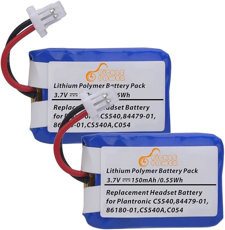 Pickle Power CS540 C054 Battery, 2 Pack 84479-01, 86180-01 Battery for Plantronics CS540 CS540A C054 Wireless Headset - Product Image