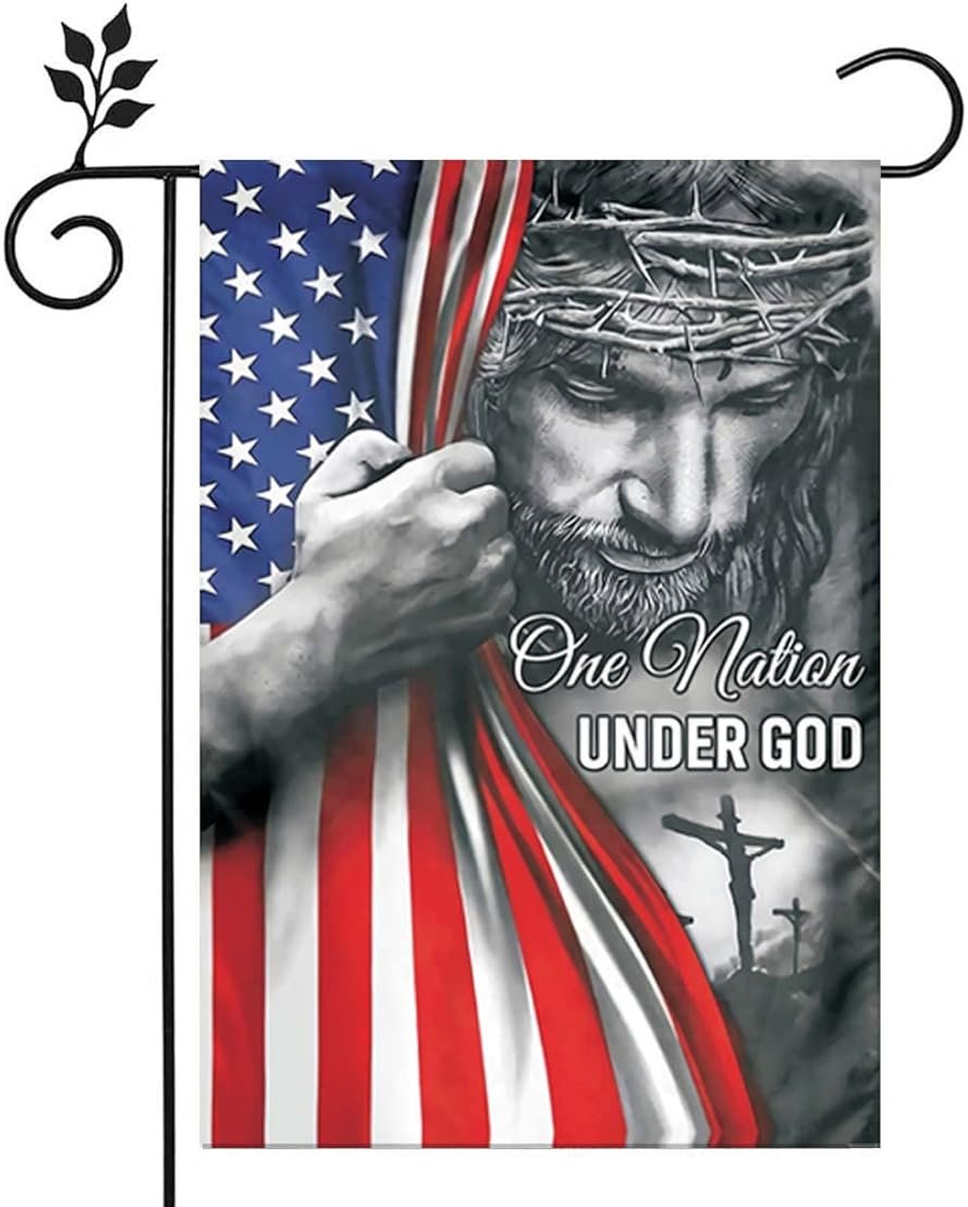 One Nation Under God Garden Flag - Christian - Jesus - USA Double Side Garden Flags House Yard Decor 12x18in - Product Image