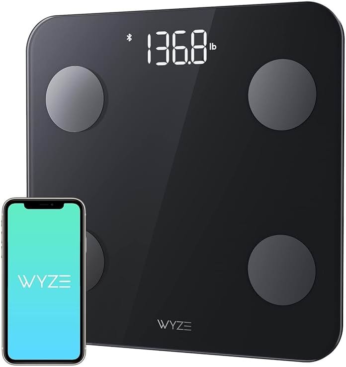 Wyze Scale S, Scale for Body Weight, Digital Bathroom Scale for Body Fat, BMI, Muscle, Heart Rate, Body Composition Analyzer with App, Batteries Included, Bluetooth, 400 lb, Black - Product Image