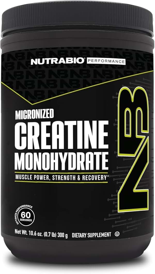 NutraBio Pure Micronized Creatine Monohydrate Powder Supplement, Unflavored, (300 g) - Supports Bulk Muscle Energy, Recovery, and Strength - HPLC Tested Creatine Powder Supplement for Men and Women - Product Image