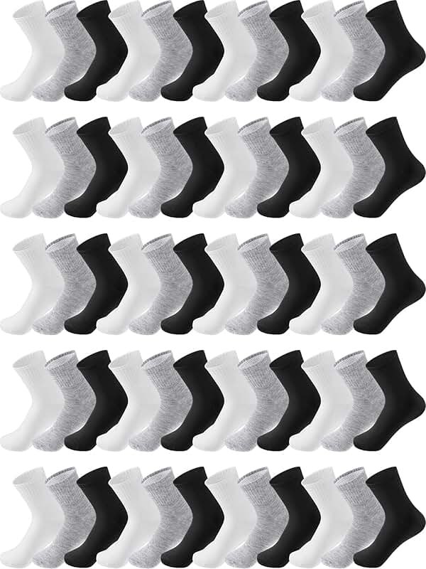 Tarpop 100 Pairs Bulk Mens Socks Moisture Wicking Casual Sports Ankle Socks for Homeless Unisex Adult Men Women - Product Image