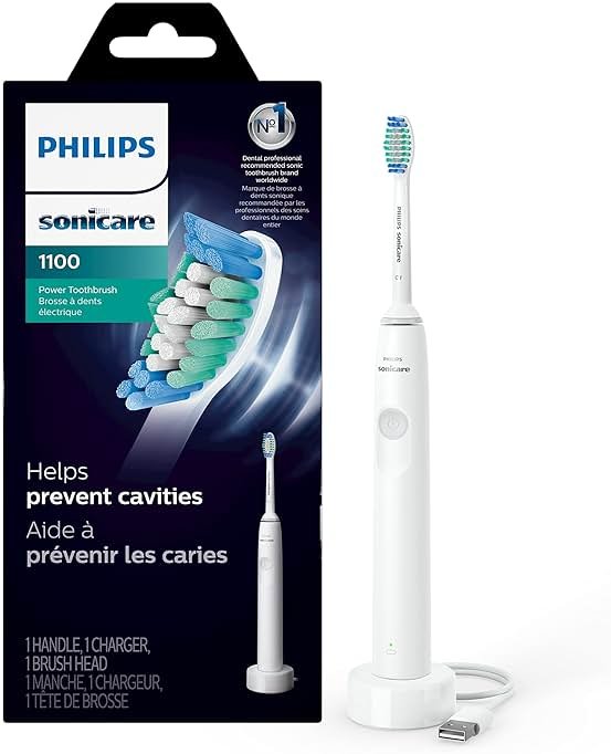 Philips Sonicare 1100 Series Electric Toothbrush - Sonic Toothbrush with Advanced Sonic Technology, EasyStart, Smartimer & Quadpacer, White, Model HX3641/02 - Product Image
