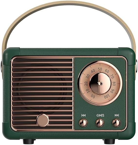 Dosmix Retro Bluetooth Speaker, Vintage Decor Mini Wireless Speaker, Cute Portable Small Speaker for Bedroom Desk Kitchen Office, Old Fashion Style Room Decor Speaker, Gift for Women Men Girls(Green) - Product Image