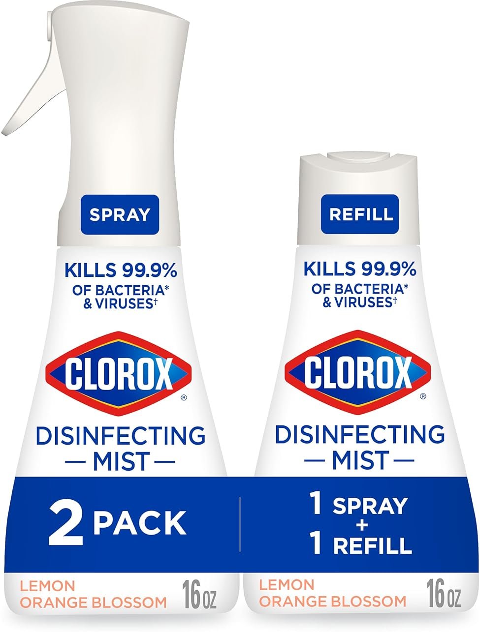 Clorox Disinfecting Mist, Lemon and Orange Blossom, 1 Spray and 1 Refill, 16 oz Each - Product Image