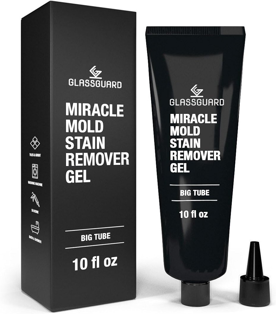 GlassGuard Miracle Mold Stain Remover Stain Gel – Heavy Duty Cleaning Gel for Grouts, Ceramic, Glass, Silicone, Caulk & More – Washing Machine Cleaner Front Loader (300 ml / 10 oz) - Product Image