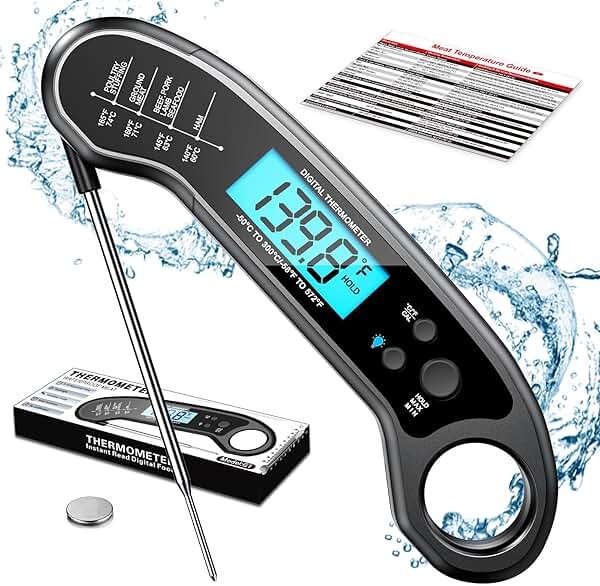 Meat Thermometer Digital, Instant Read Meat ThermometerI for Grill and Cooking, Waterproof Food Thermometer for Kitchen and Outside, BBQ, Turkey, Candy, Liquids, Beef - Product Image