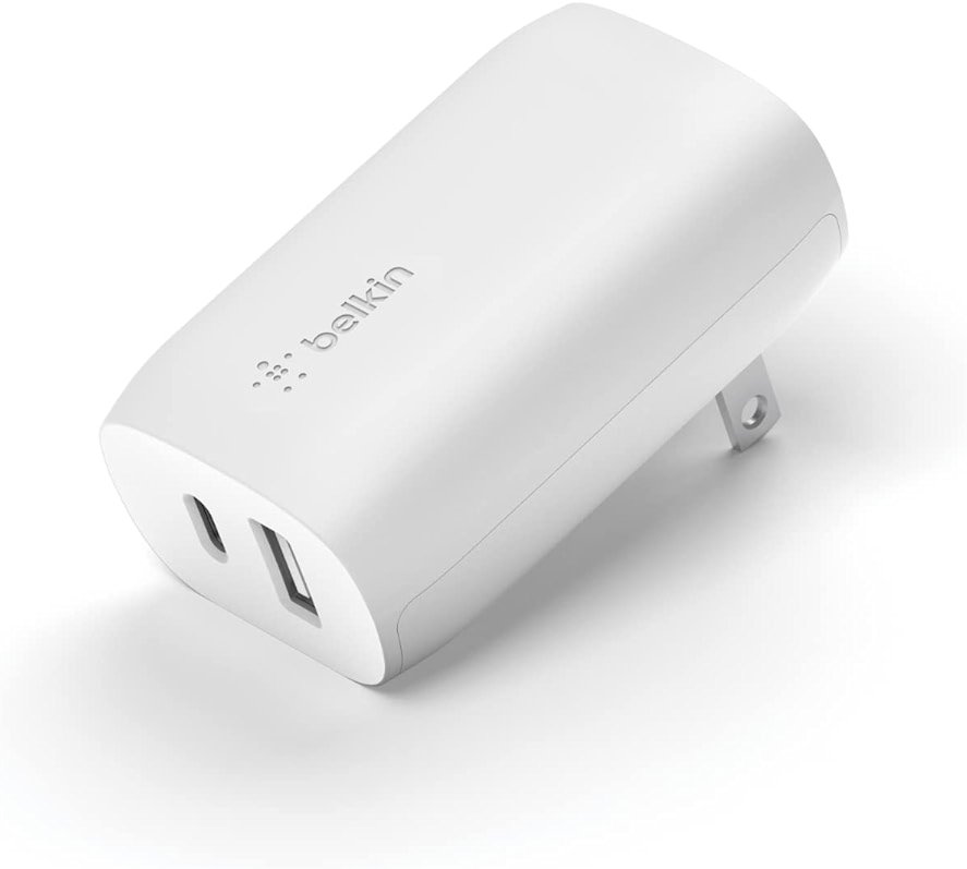 Belkin USB C Charger Block 37W - 25W USB-C Port + 12W USB-A Port for PPS Charging Apple iPhone 17, Air, Pro, Pro Max, AirPods, Samsung Galaxy S25, Nintendo Switch 2, Google Pixel 10, etc. - White - Product Image