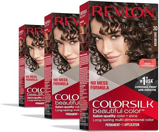 Revlon Colorsilk Beautiful Color Permanent Hair Color, (OLD VERSION) 30 Dark Brown (Pack of 3) - Product Image