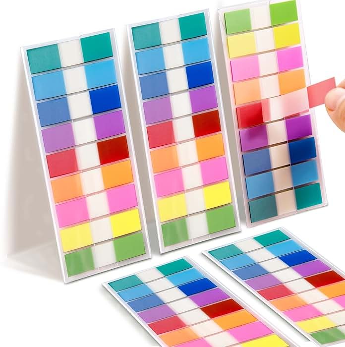 Golcellia Writable Sticky Tabs, 900 Pcs Transparent Sticky Page Marker Tabs for Document Organization, Teacher Supplies, Study Aids, Office Supplies, Colorful Tabs - Product Image