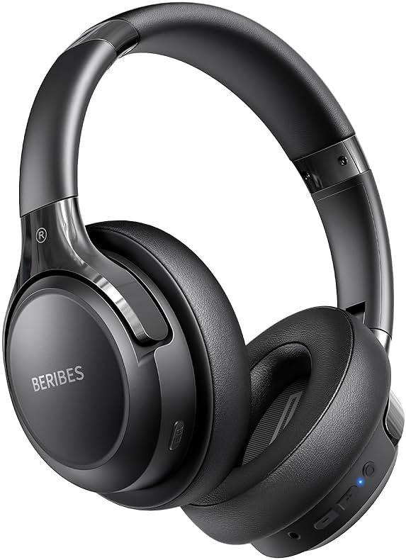 BERIBES Bluetooth Headphones Over Ear, 65H Playtime and 6 EQ Music Modes Wireless Headphones with Microphone, HiFi Stereo Foldable Lightweight Headset, Deep Bass for Home Office Cellphone PC Ect. - Product Image