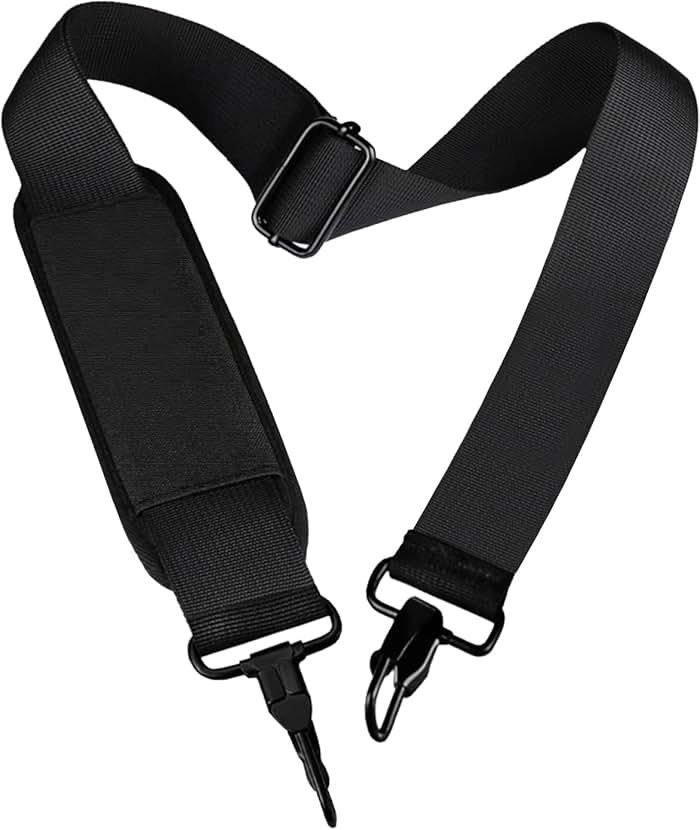 Universal Replacement Laptop Shoulder Strap, Durable 55" Adjustable Comfortable Belt with Metal Hooks for Briefcase, Computer Messenger Bag, Laptop Case Luggage/Duffel/Camera, (Black) - Product Image