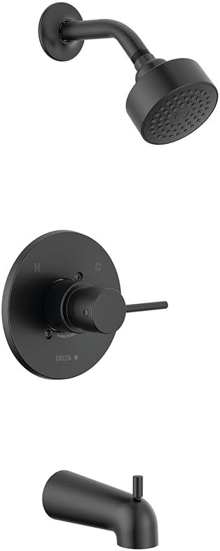 Delta Modern 14 Series Bathtub and Shower Faucet Set, Matte Black Shower Head and Handle Set, Valve Trim Kit, Matte Black T14459-BL-PP (Valve Not Included) - Product Image