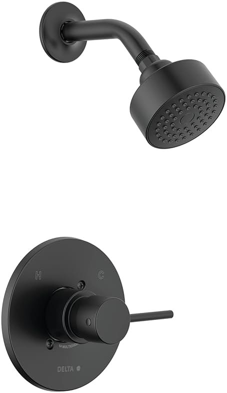 Delta Modern 14 Series Shower Faucet Set, Matte Black Shower Head and Handle Set, Valve Trim Kit, Matte Black T14259-BL-PP (Valve Not Included) - Product Image