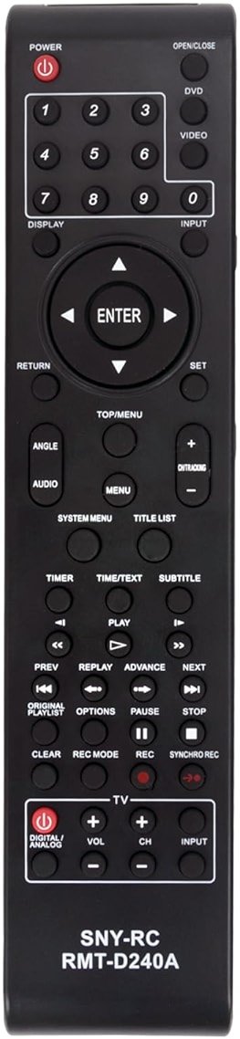 RMT-D240A Replaced Remote fit for Sony VCR DVD Player Combo RDR-VX555 RDR-VX525 RDR-VXD655 SDR-VX525/VCR RDRVX555 RDRVX525 RDRVXD655 SDRVX525/VCR - Product Image