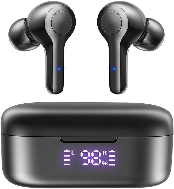 MOZOTER Bluetooth 5.3 Wireless Earbuds,Deep Bass Loud Sound Clear Call Noise Cancelling with 4 Microphones in-Ear Headphones with Wireless Charging Case Compatible for iPhone Android,Workout - Product Image