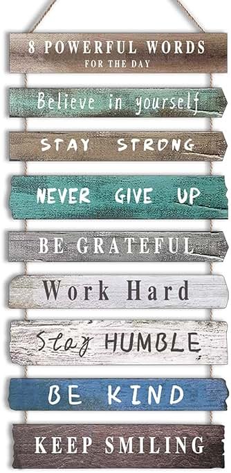 Inspirational Wall Art Decor for Office, Wooden Rustic Hanging Motivational Wall Art Decoration Sign, Inspiring Positive Quotes Wall Art for Home Living Room Bedroom Bathroom Classroom Gym 12"x24" - Product Image