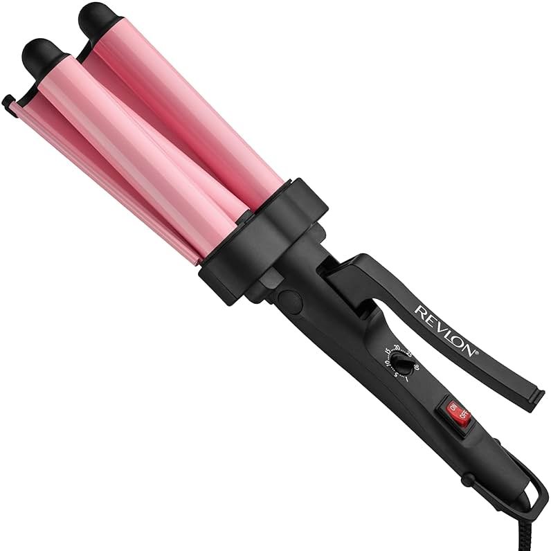 Revlon 3 Barrel Jumbo Hair Waver | Long-Lasting, Natural Looking Waves, (Pink) - Product Image
