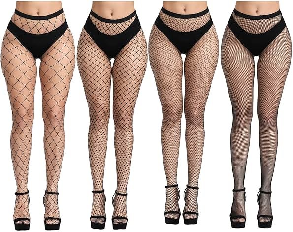 CHRORINE 2/4/8 Pack Fishnet Stockings Women High Waist Tights 2/4 Styles Fishnet Tights Pantyhose - Product Image