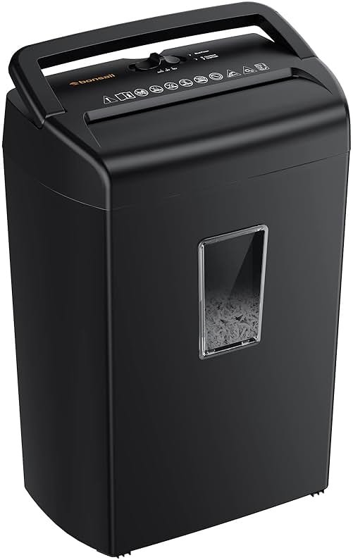 Bonsaii 10-Sheet Cross Cut Paper Shredder, 5.5 Gal Home Office Heavy Duty Shredder for Credit Card, Staple, Clip with Transparent Window(C209-D) - Product Image