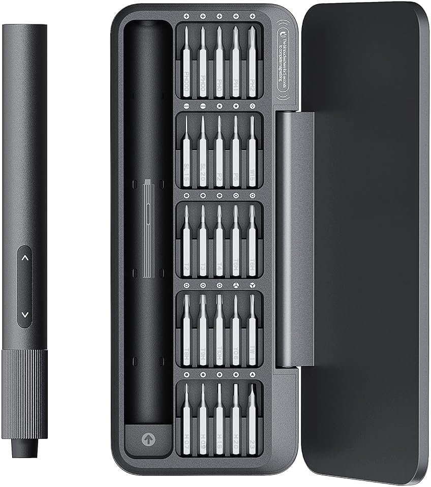 HOTO 25-in-1 Mini Electric Screwdriver, 3.7V Precision Screwdriver Set, USB-C Rechargeable, Compact Magnetic Tool for Phone, Laptop, Camera, DIY Projects, Electronics Repair - Product Image