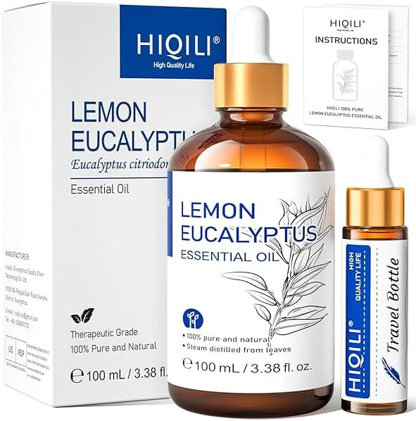 HIQILI Lemon Eucalyptus Oil, for Spary, Diffuser, Indoors, Outdoors, Garden, Yard - 3.38 Fl Oz - Product Image