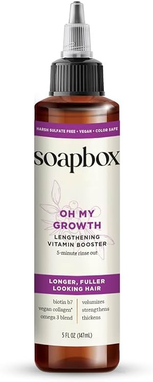 Soapbox Oh My Growth, Lengthening Vitamin Booster Hair Treatment - Leaves Hair Thicker, Fuller, Stronger & Healthier - Lightweight 5-Minute Treatment with Biotin, Vegan Collagen & Vitamin C - 5oz - Product Image