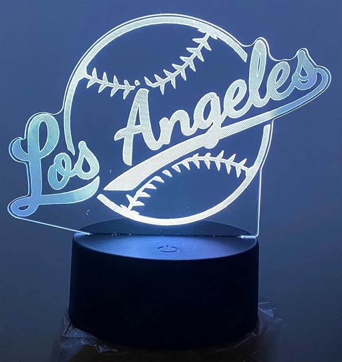 CLORURBANLIVE 3D Baseball Los Angeles Night Light 3D Illusion Lamp with Remote Control 16 Color Options Sports Decor Lighting for Fans (Los Angeles Multicoloured) - Product Image