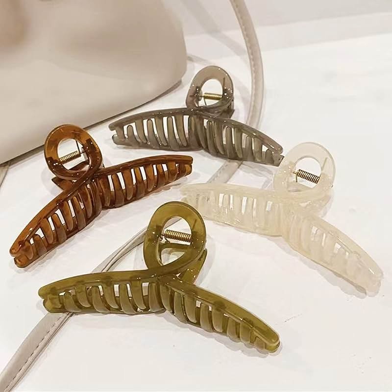 Big Hair Claw Clips - Butterfly Hair Accessories for Women and Girls with Long, Thick Hair - Large 5.1 Jelly Clips, 4 Pcs, Mother's Day Gifts - Product Image