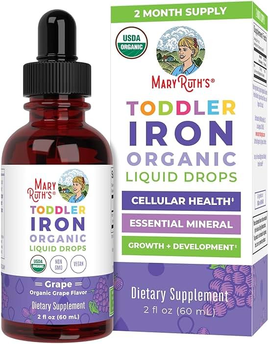 MaryRuth's Iron Supplement for Toddlers | Liquid Iron Supplement for Children Ages 1-3 | Iron Supplement for Iron Deficiency | Ferrochel | Sugar Free | Vegan | Non-GMO | Gluten Free | 2 Fl Oz - Product Image