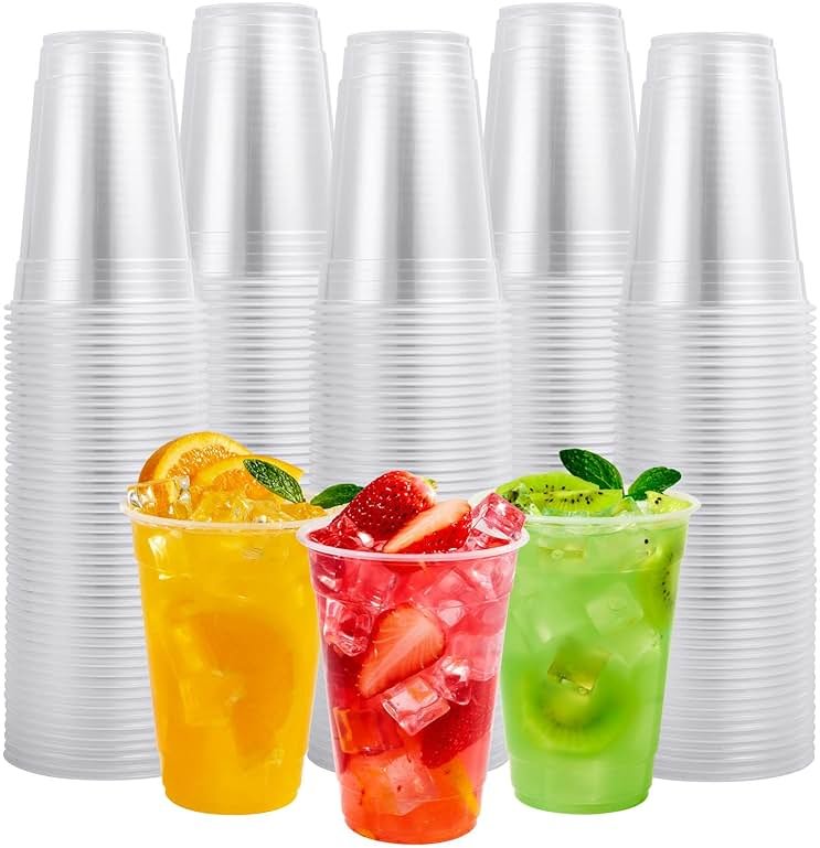 FOCUSLINE 300pack 16 oz Clear Plastic Cups Disposable, Plastic Clear Cups disposable, DrinkIng Cup for Water, Juice, Soda, Ice Coffee - Product Image