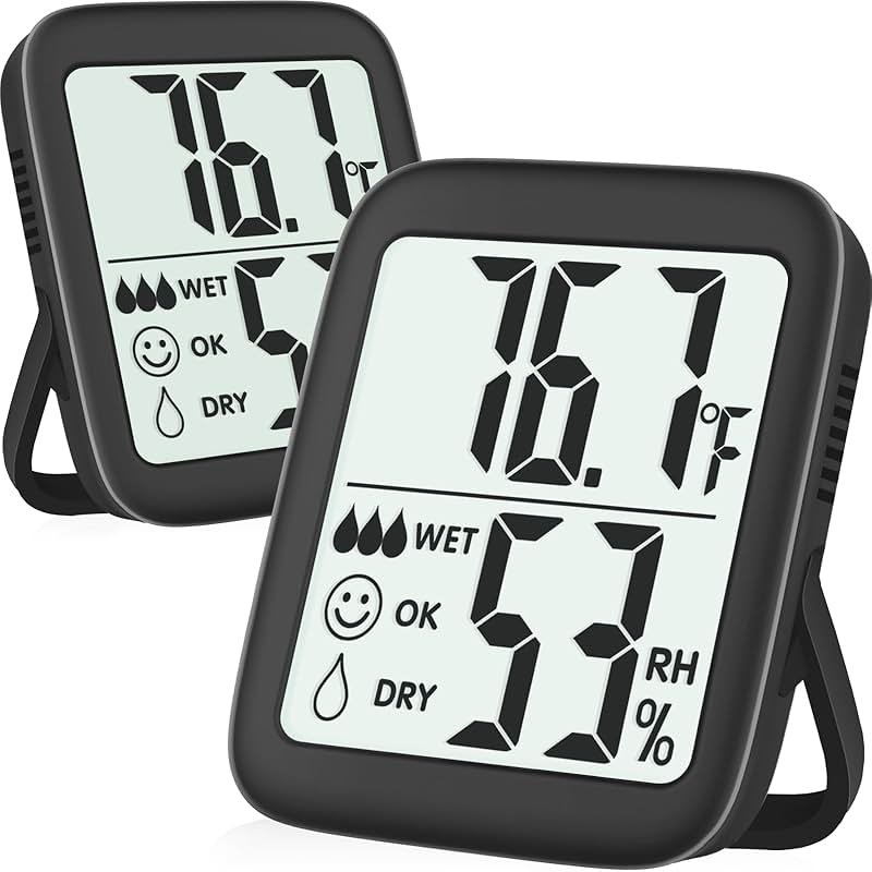 Antonki 2 Pack Room Thermometer for Home, Hygrometer Indoor Humidity Meter Gauge, Digital Temperature and Humidity Monitor Sensor for House, Terrarium, Incubator, Greenhouse - Battery Included - Product Image