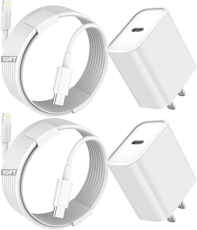 iPhone Fast Charger,Extra Long iPhone Charger Fast Charging 10Foot 2Pack i Phone Chargers 10FT USB C to Lightning Cable Cord Adapter for iPhone 14 Pro Max/14 Plus/13 Mini/13/12/11/X/XR/SE/iPad/AirPods - Product Image