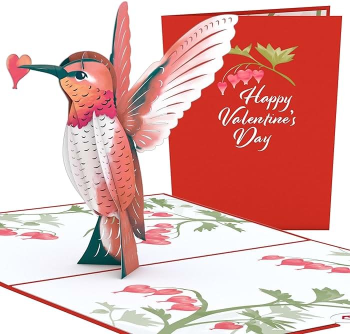 Lovepop Valentines Day Card for Her, Him - 3D Romantic Greeting Pop-Up Cards - Hearted Hummingbird - 5" x 7" - Blank Notecard & Envelope Included - Product Image
