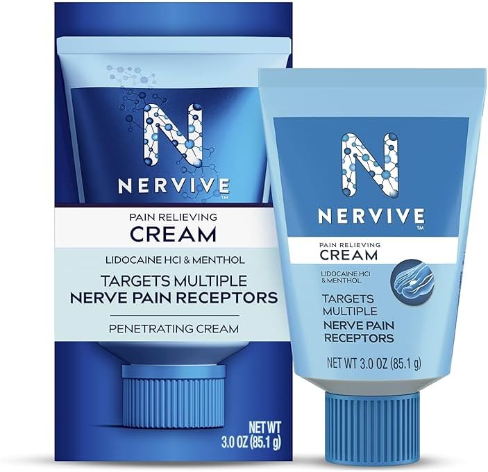 Nervive Pain Relieving Cream, Nervive Pain Relief, Max Strength Formula, Lidocaine Cream, Lidocaine Topical, Foot Pain, Leg Pain, Hand Pain Non-Greasy, 3.0z - Product Image