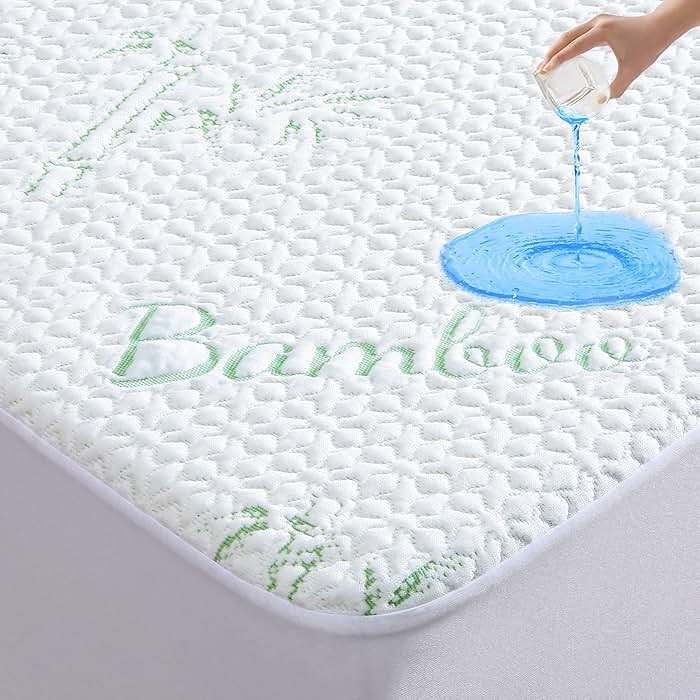 GOONIK Twin XL Mattress Protector for College Dorm Room Essentials, Back to School Breathable Bamboo Viscose Waterproof Twin Extra Long Size Mattress Pad Cover with 6-16 inches Deep Pocket - Product Image