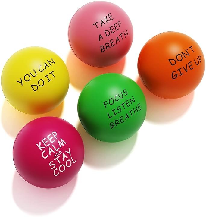 Lumarice Stress Balls (5 Pack) for Kids and Adults - Stress Relief Balls with Motivational Quetos - Hand Exercise Balls to Relieve Anxiety and Stress - Product Image