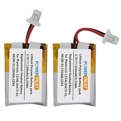 PowerTrust 2Pcs CS540 C054 Replacement Battery for Plantronics 84479-01, 86180-01, CS540A, CS540, C054 Wireless Headset - Product Image