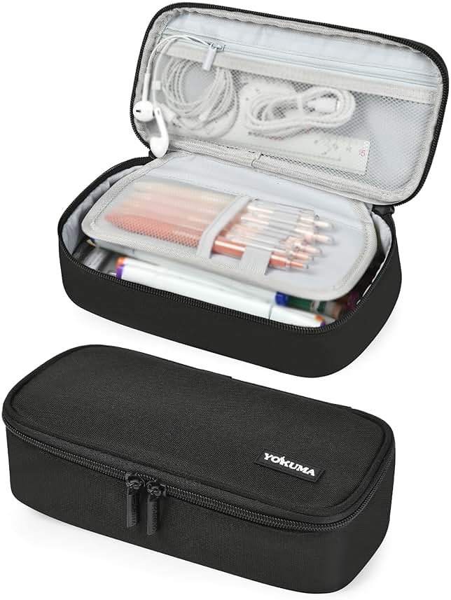 YOKUMA Pencil Case,Large Capacity Pencil Pouch,Aesthetic Zipper Pencil Box, Back to School Supplies for College Student Teen Adults,Travel Essentials,Electronic Cable Organize - Product Image