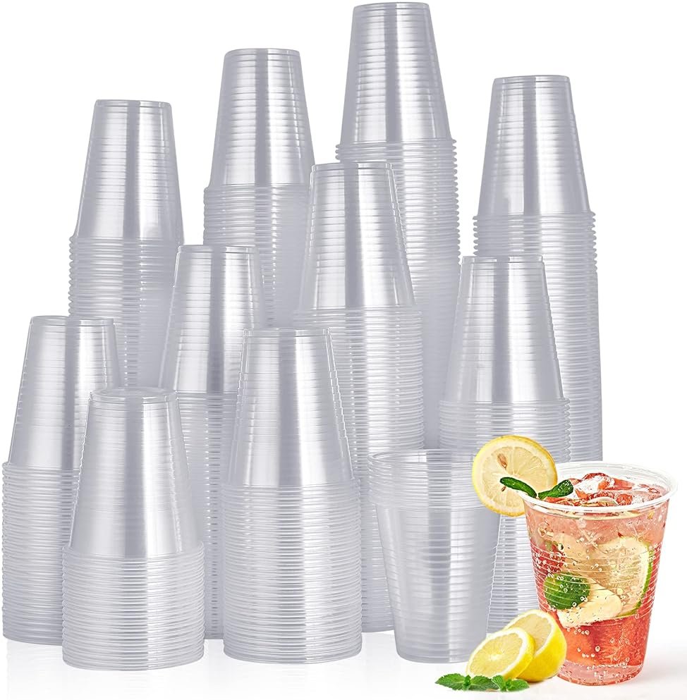 Turbo Bee 420 Pack 16oz Clear Disposable Plastic Cups,Cold/Hot Drinking Cups,Transparent Plastic Party Container for Water, Iced Cold Coffee, Juice, Soda - Product Image