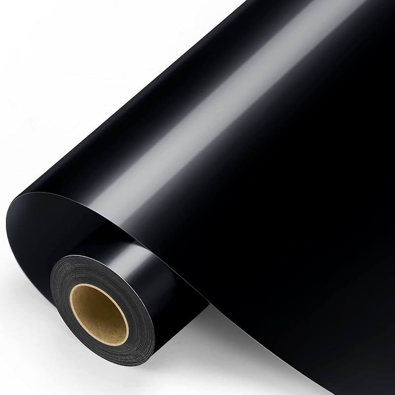 Black Permanent Vinyl - Glossy Black Adhesive Vinyl Roll for All Cutting Machine, Permanent Outdoor 12" x11FT for Decor Sticker, Car Decal, Scrapbooking, Signs, Glossy & Waterproof - Product Image